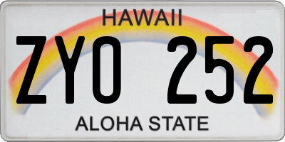 HI license plate ZYO252