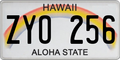 HI license plate ZYO256