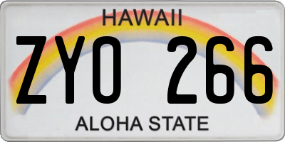 HI license plate ZYO266