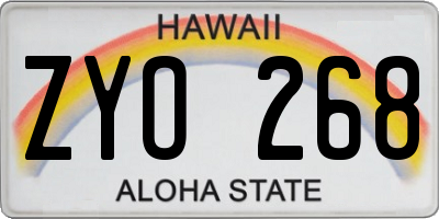 HI license plate ZYO268