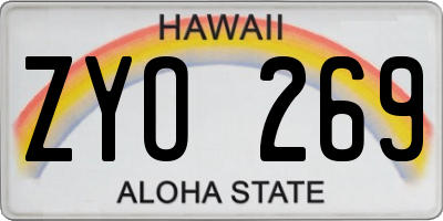 HI license plate ZYO269