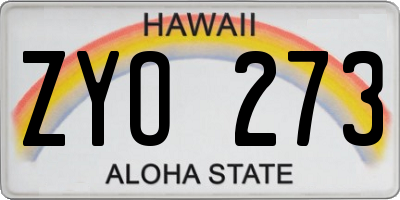 HI license plate ZYO273