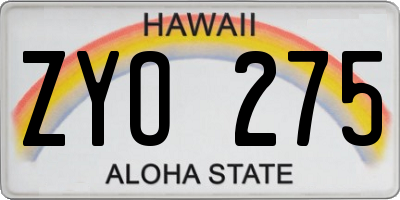 HI license plate ZYO275