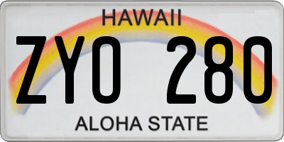 HI license plate ZYO280