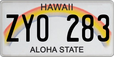 HI license plate ZYO283