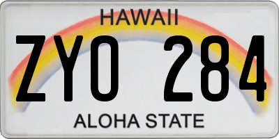 HI license plate ZYO284