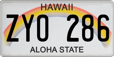 HI license plate ZYO286