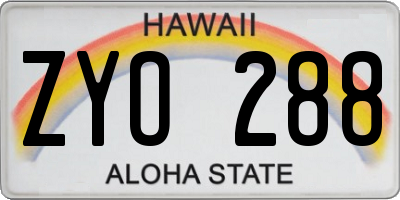 HI license plate ZYO288