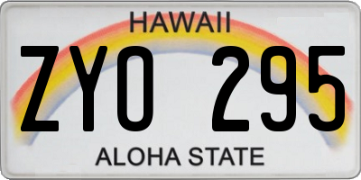 HI license plate ZYO295