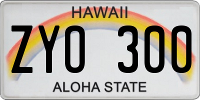 HI license plate ZYO300