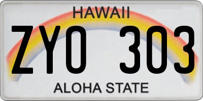 HI license plate ZYO303