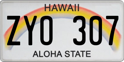 HI license plate ZYO307
