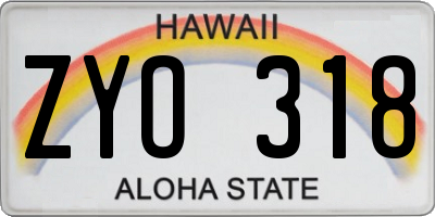 HI license plate ZYO318