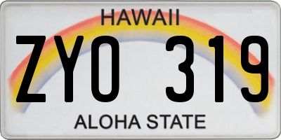 HI license plate ZYO319