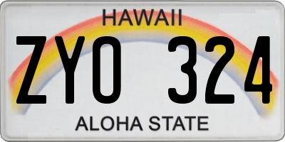 HI license plate ZYO324