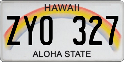 HI license plate ZYO327