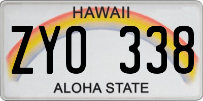 HI license plate ZYO338