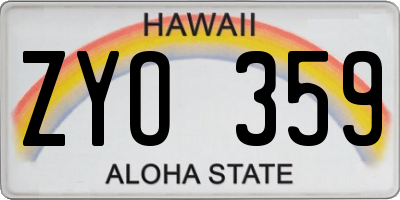 HI license plate ZYO359