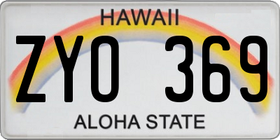 HI license plate ZYO369