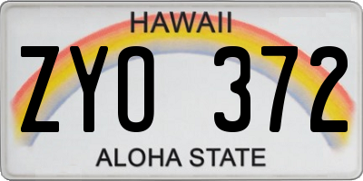 HI license plate ZYO372