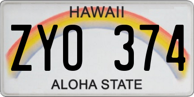 HI license plate ZYO374