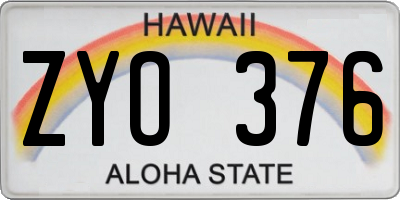 HI license plate ZYO376