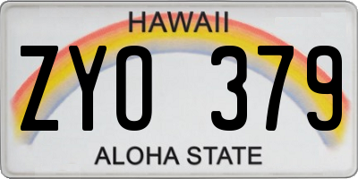 HI license plate ZYO379