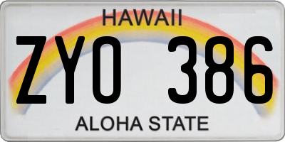 HI license plate ZYO386