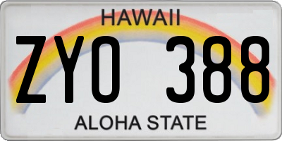 HI license plate ZYO388