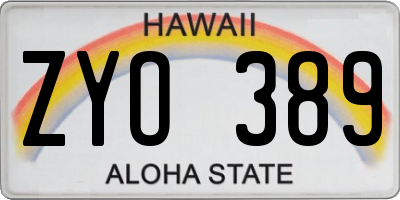 HI license plate ZYO389