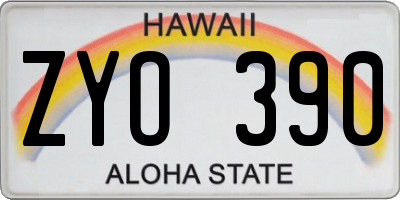 HI license plate ZYO390