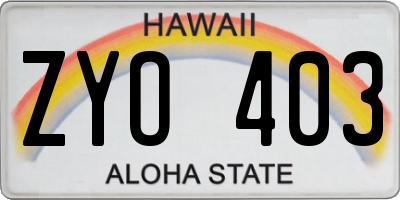 HI license plate ZYO403