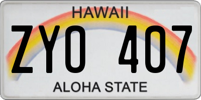 HI license plate ZYO407