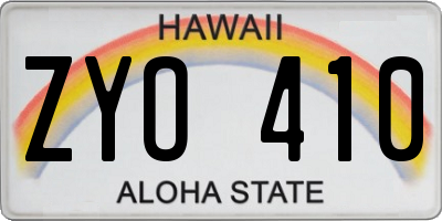 HI license plate ZYO410