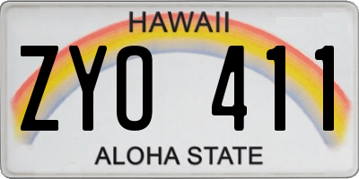 HI license plate ZYO411