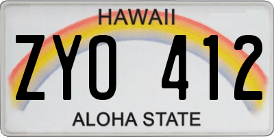 HI license plate ZYO412