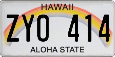 HI license plate ZYO414
