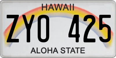 HI license plate ZYO425