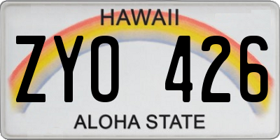 HI license plate ZYO426