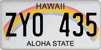 HI license plate ZYO435