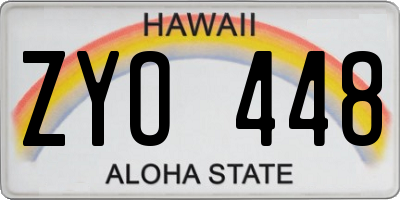HI license plate ZYO448