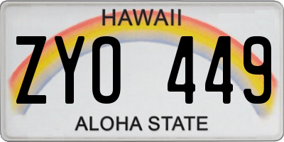 HI license plate ZYO449