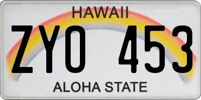 HI license plate ZYO453