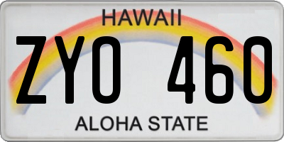 HI license plate ZYO460
