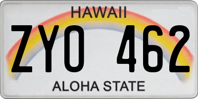 HI license plate ZYO462
