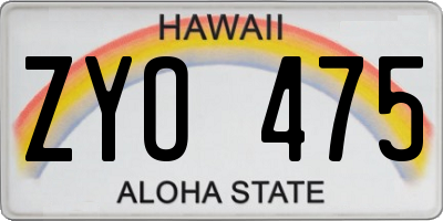 HI license plate ZYO475