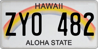 HI license plate ZYO482