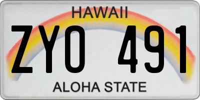 HI license plate ZYO491