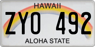 HI license plate ZYO492