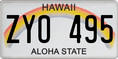 HI license plate ZYO495